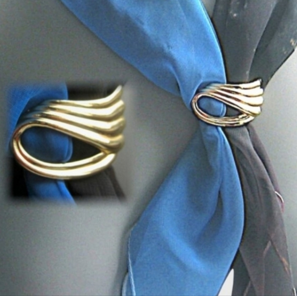 RARE Authentic Vintage Angel Wing Scarf Slide Luxury Gold Jewelry Celeb Style - Picture 13 of 15